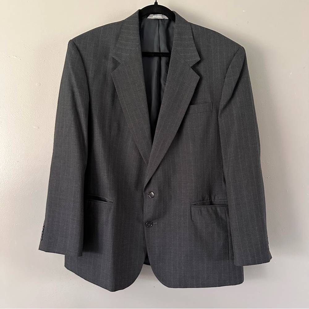 Executive Collection Single-Breasted Suit Jacket Black Pinstripe SZ 46 Office